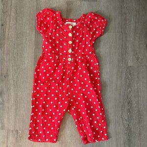 Red and White Polka Dot Kids Romper